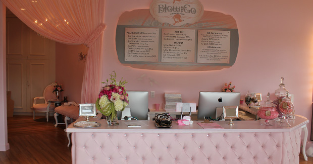 Inside of Blow and Go with service counter and menu